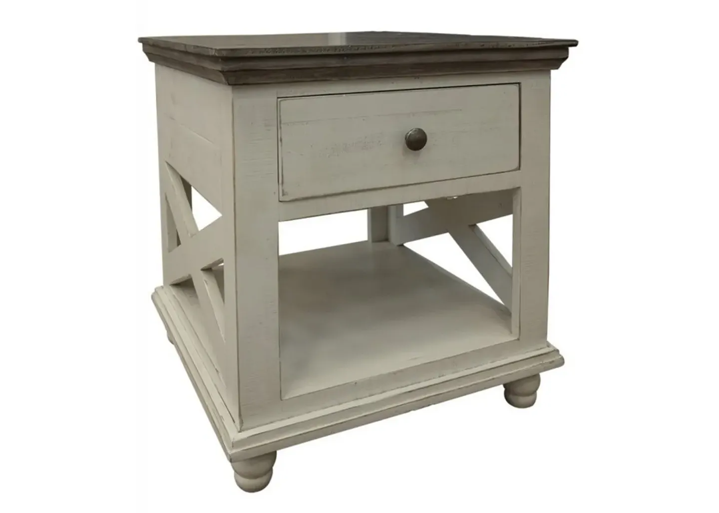 International Furniture Direct Florence Square End Table in White & Gray by International Furniture Direct